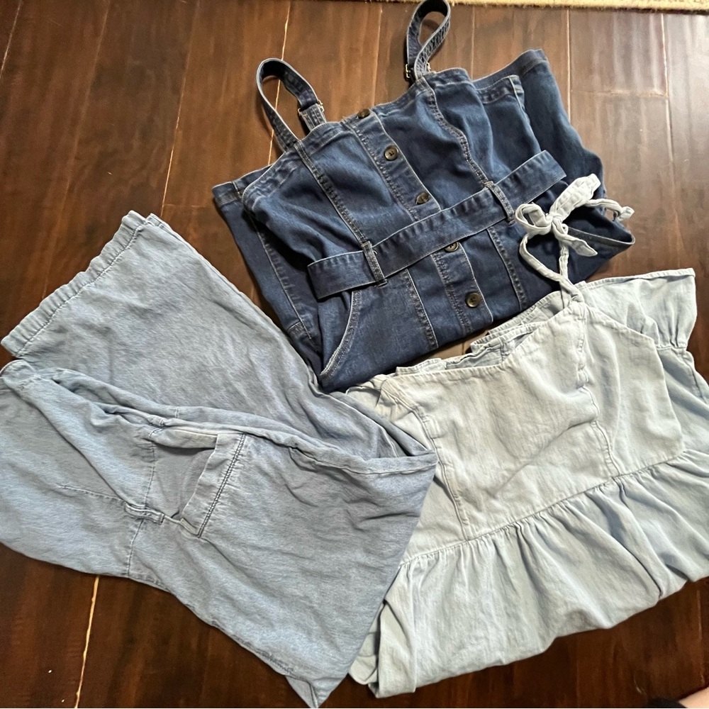 Bundle of denim dresses/jumpsuit size M/L